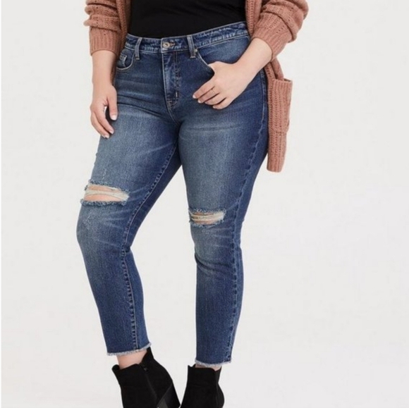 torrid Denim - Torrid Distressed Skinny Jeans With Raw Hem